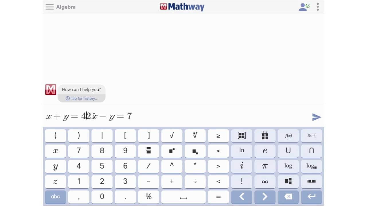 Mathway interface